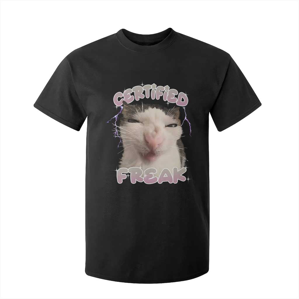 Funny Cat Meme T Shirt For Kid Certified Freak Eat Cement Cursed Cat TS02 Black Print Your Wear