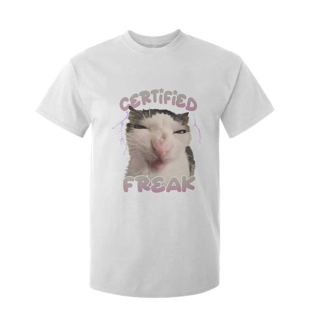 Funny Cat Meme T Shirt For Kid Certified Freak Eat Cement Cursed Cat TS02 White Print Your Wear