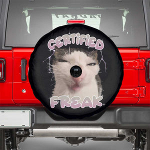 Funny Cat Meme Spare Tire Cover Certified Freak Eat Cement Cursed Cat TS02 Black Print Your Wear