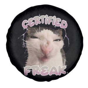 Funny Cat Meme Spare Tire Cover Certified Freak Eat Cement Cursed Cat TS02 Print Your Wear