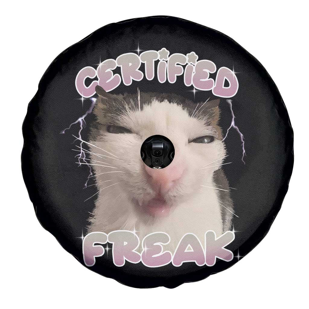 Funny Cat Meme Spare Tire Cover Certified Freak Eat Cement Cursed Cat TS02 Print Your Wear
