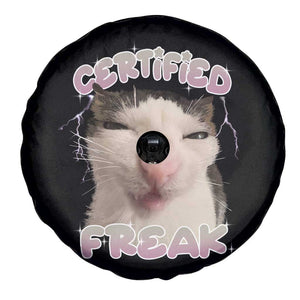 Funny Cat Meme Spare Tire Cover Certified Freak Eat Cement Cursed Cat TS02 Print Your Wear