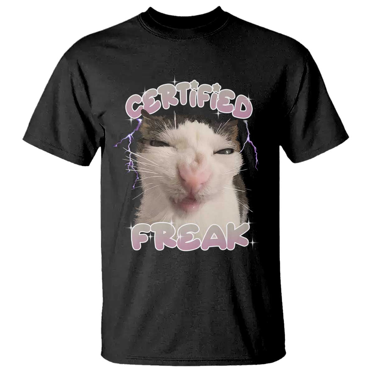 Funny Cat Meme T Shirt Certified Freak Eat Cement Cursed Cat TS02 Black Print Your Wear