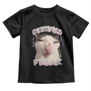 Funny Cat Meme Toddler T Shirt Certified Freak Eat Cement Cursed Cat TS02 Black Print Your Wear