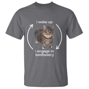 Funny Silly Cat Meme T Shirt I Wake Up I Engage In Tomfoolery TS02 Charcoal Print Your Wear