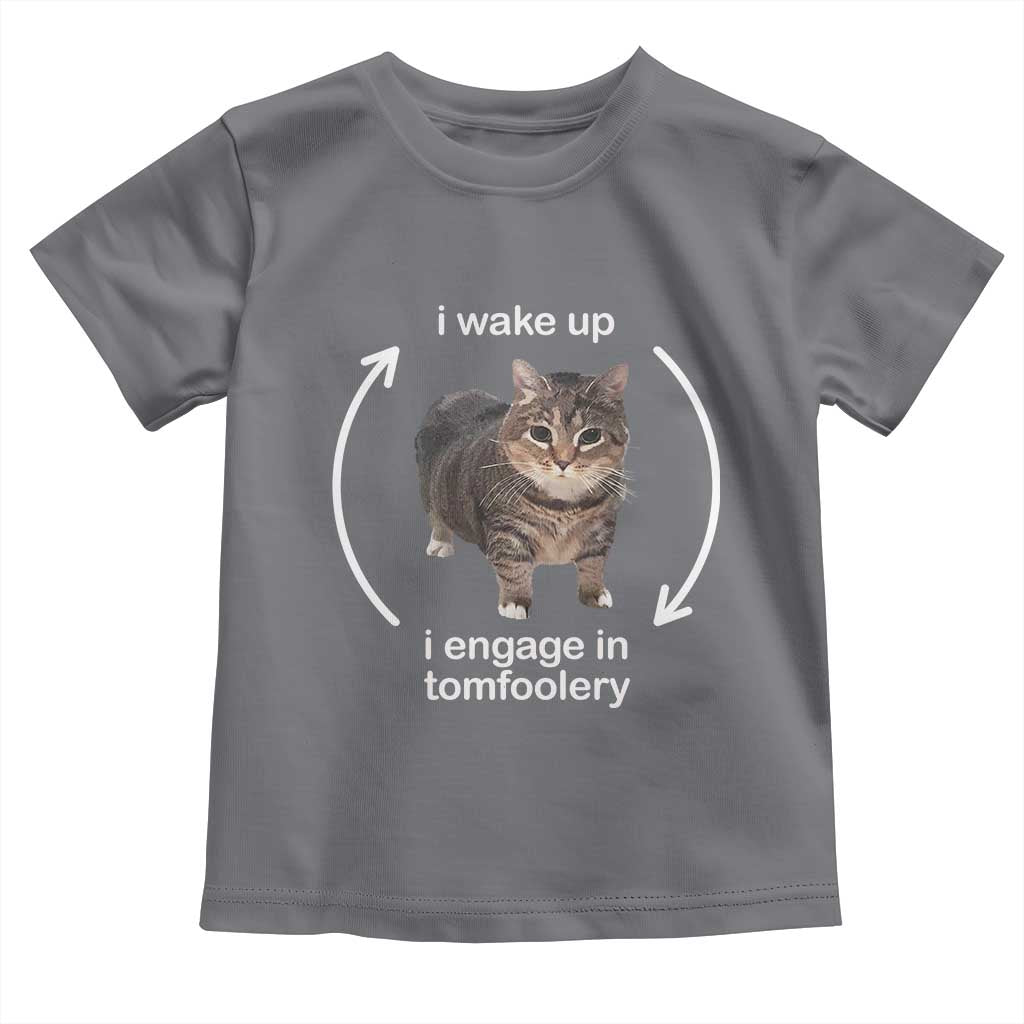 Funny Silly Cat Meme Toddler T Shirt I Wake Up I Engage In Tomfoolery TS02 Charcoal Print Your Wear