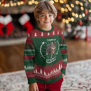 Funny Silly Cat Meme Ugly Christmas Sweater I Wake Up I Engage In Tomfoolery TS02 Christmas Print Your Wear