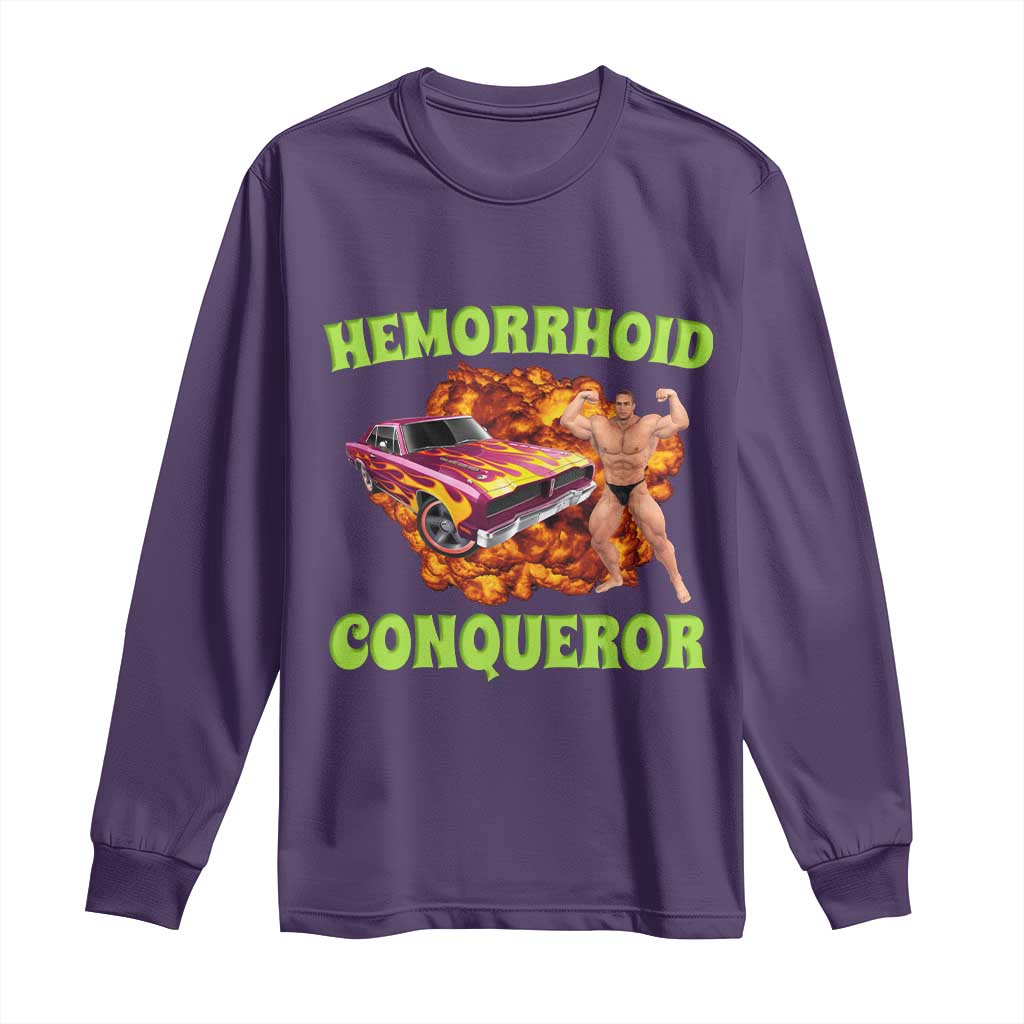 Hemorrhoid Conqueror Long Sleeve Shirt Funny Oddly Specific Dank Meme Absurd Muscle Car TS02 Purple Print Your Wear