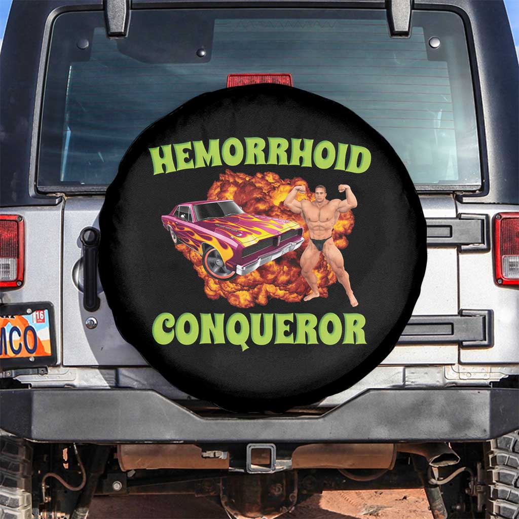 Hemorrhoid Conqueror Spare Tire Cover Funny Oddly Specific Dank Meme Absurd Muscle Car TS02 No hole Black Print Your Wear