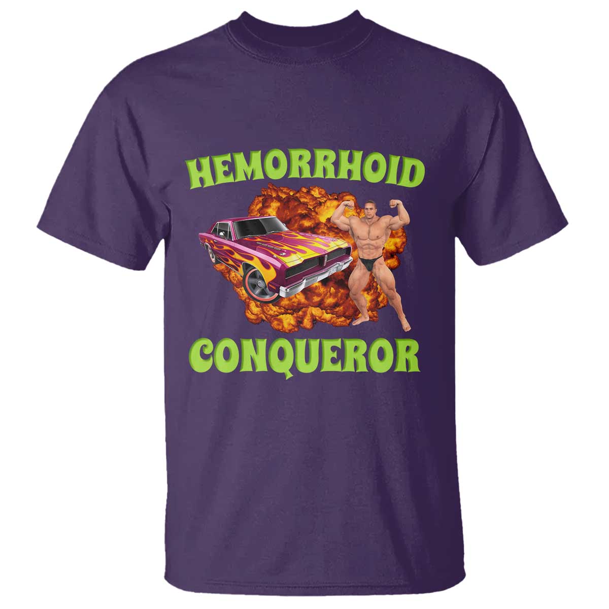 Hemorrhoid Conqueror T Shirt Funny Oddly Specific Dank Meme Absurd Muscle Car TS02 Purple Print Your Wear