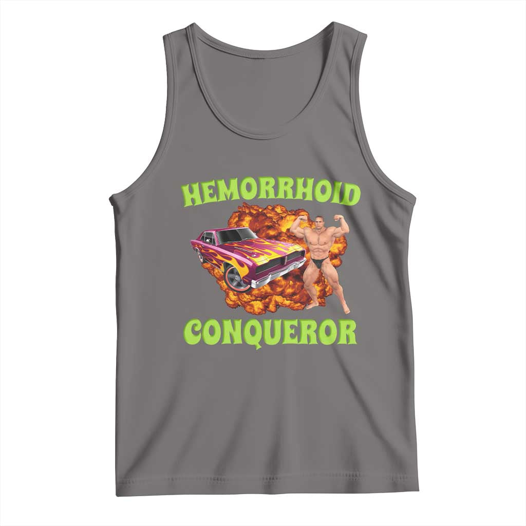 Hemorrhoid Conqueror Tank Top Funny Oddly Specific Dank Meme Absurd Muscle Car TS02 Deep Heather Print Your Wear