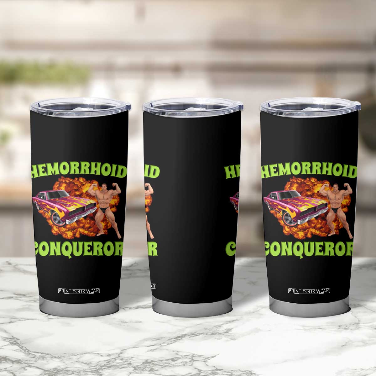 Hemorrhoid Conqueror Tumbler Cup Funny Oddly Specific Dank Meme Absurd Muscle Car TS02 Print Your Wear