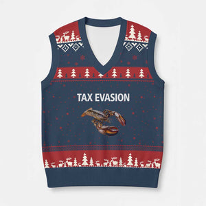 Funny Tax Evasion Lobster V-Neck Knit Sweater Vest Sarcasm Oddly Specific Meme TS02 Navy Red Print Your Wear