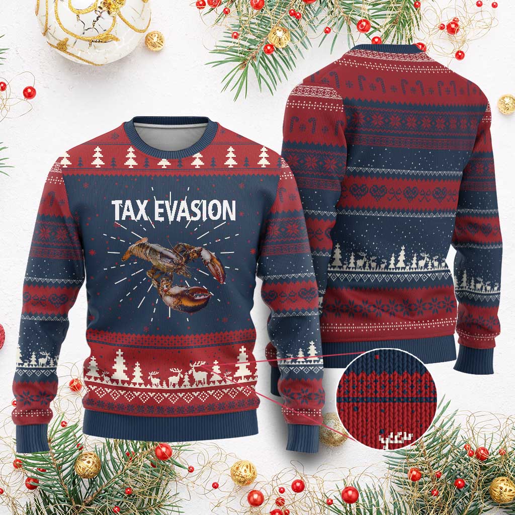 Funny Tax Evasion Lobster Ugly Christmas Sweater Sarcasm Oddly Specific Meme TS02 Burgundy Print Your Wear