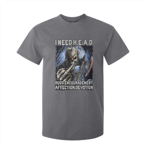 Funny Cringe Hard Skeleton Meme T Shirt For Kid I Need HEAD Hugs Encouragement Affection Devotion Middle Finger Edgy Hard Cringe TS02 Charcoal Print Your Wear