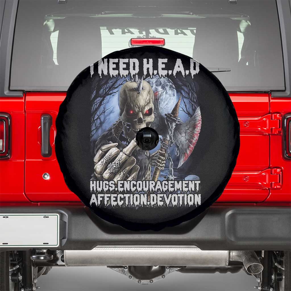 Funny Cringe Hard Skeleton Meme Spare Tire Cover I Need HEAD Hugs Encouragement Affection Devotion Middle Finger Edgy Hard Cringe TS02 Black Print Your Wear