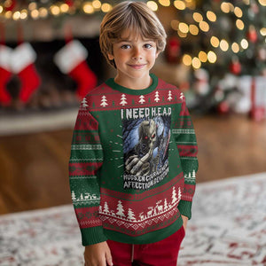 Funny Cringe Hard Skeleton Meme Ugly Christmas Sweater I Need HEAD Hugs Encouragement Affection Devotion Middle Finger Edgy Hard Cringe TS02 Christmas Print Your Wear