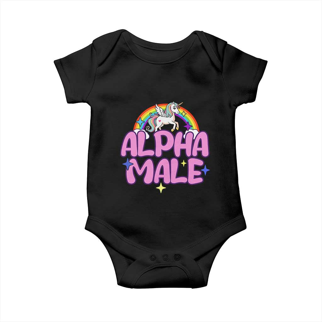 Funny Sarcastic Alpha Male Baby Onesie Unicorn Sarcastic Ironic Weird Y2K Humor TS02 Black Print Your Wear