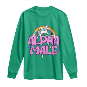 Funny Sarcastic Alpha Male Long Sleeve Shirt Unicorn Sarcastic Ironic Weird Y2K Humor TS02 Irish Green Print Your Wear