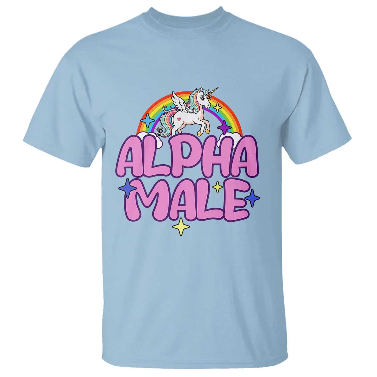 Funny Sarcastic Alpha Male T Shirt Unicorn Sarcastic Ironic Weird Y2K Humor TS02 Light Blue Print Your Wear