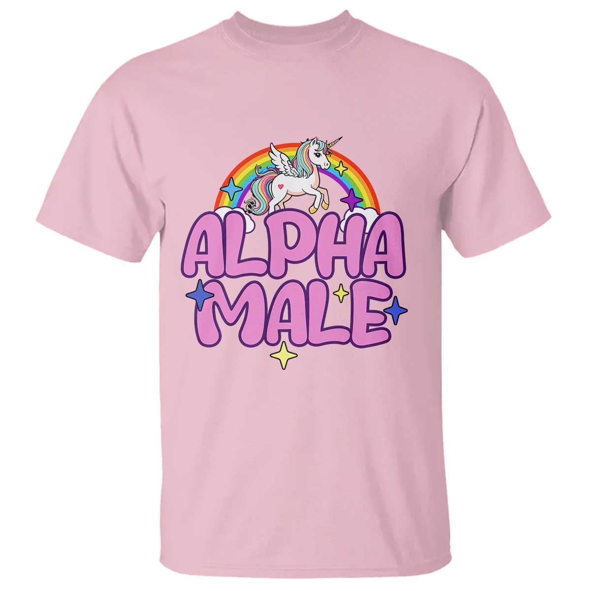 Funny Sarcastic Alpha Male T Shirt Unicorn Sarcastic Ironic Weird Y2K Humor TS02 Light Pink Print Your Wear