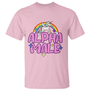 Funny Sarcastic Alpha Male T Shirt Unicorn Sarcastic Ironic Weird Y2K Humor TS02 Light Pink Print Your Wear