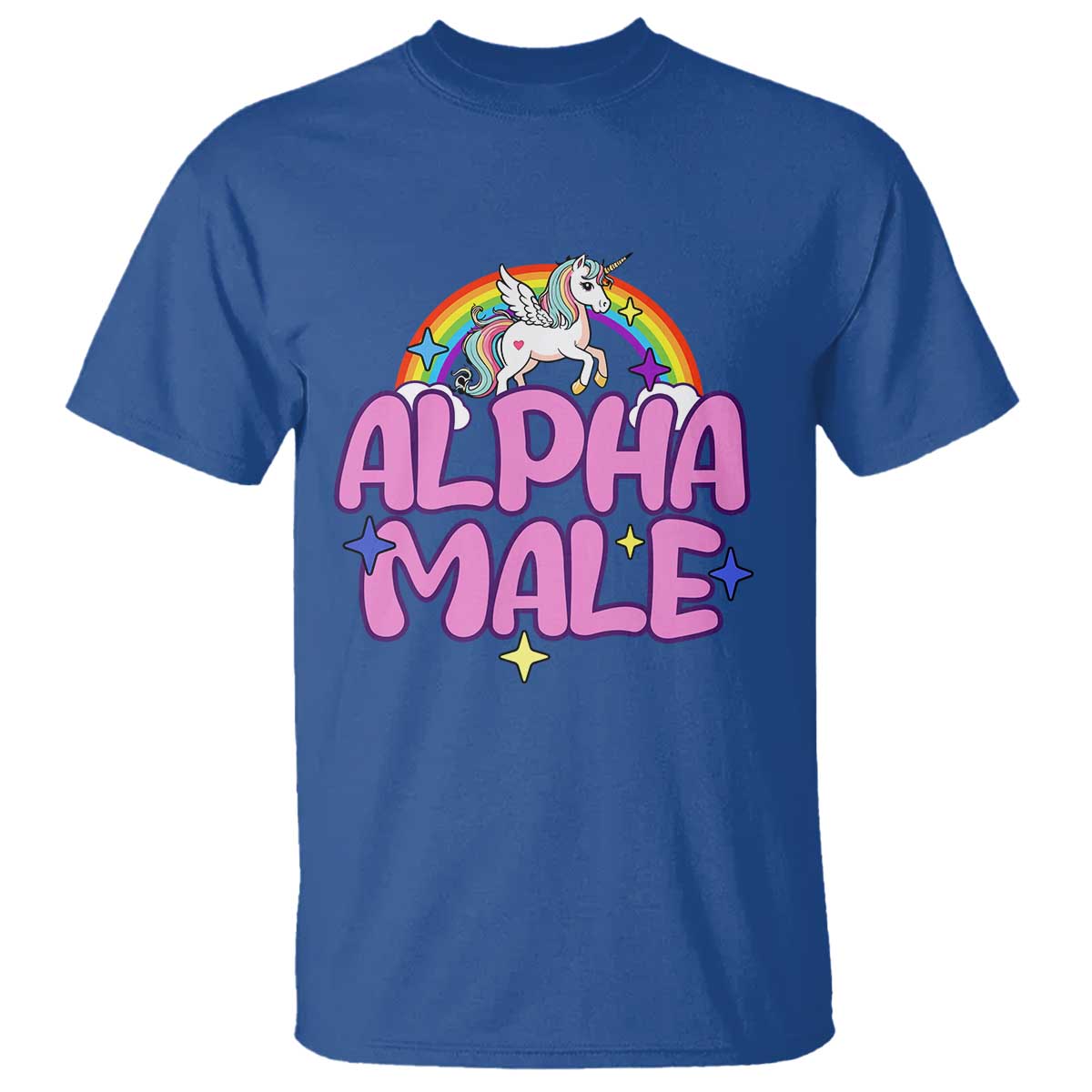 Funny Sarcastic Alpha Male T Shirt Unicorn Sarcastic Ironic Weird Y2K Humor TS02 Royal Blue Print Your Wear
