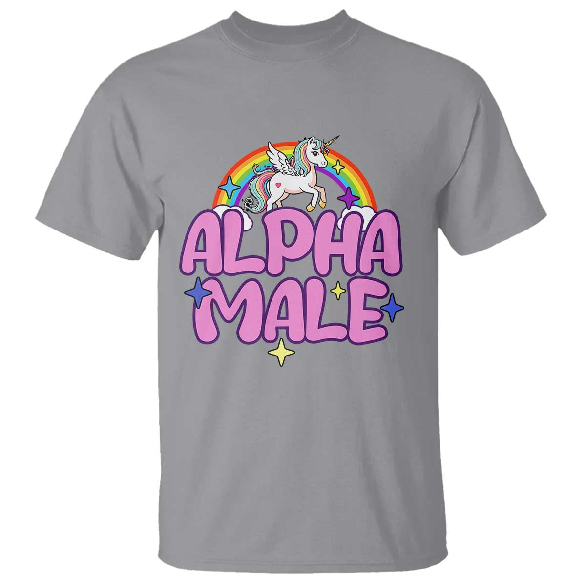 Funny Sarcastic Alpha Male T Shirt Unicorn Sarcastic Ironic Weird Y2K Humor TS02 Sport Gray Print Your Wear