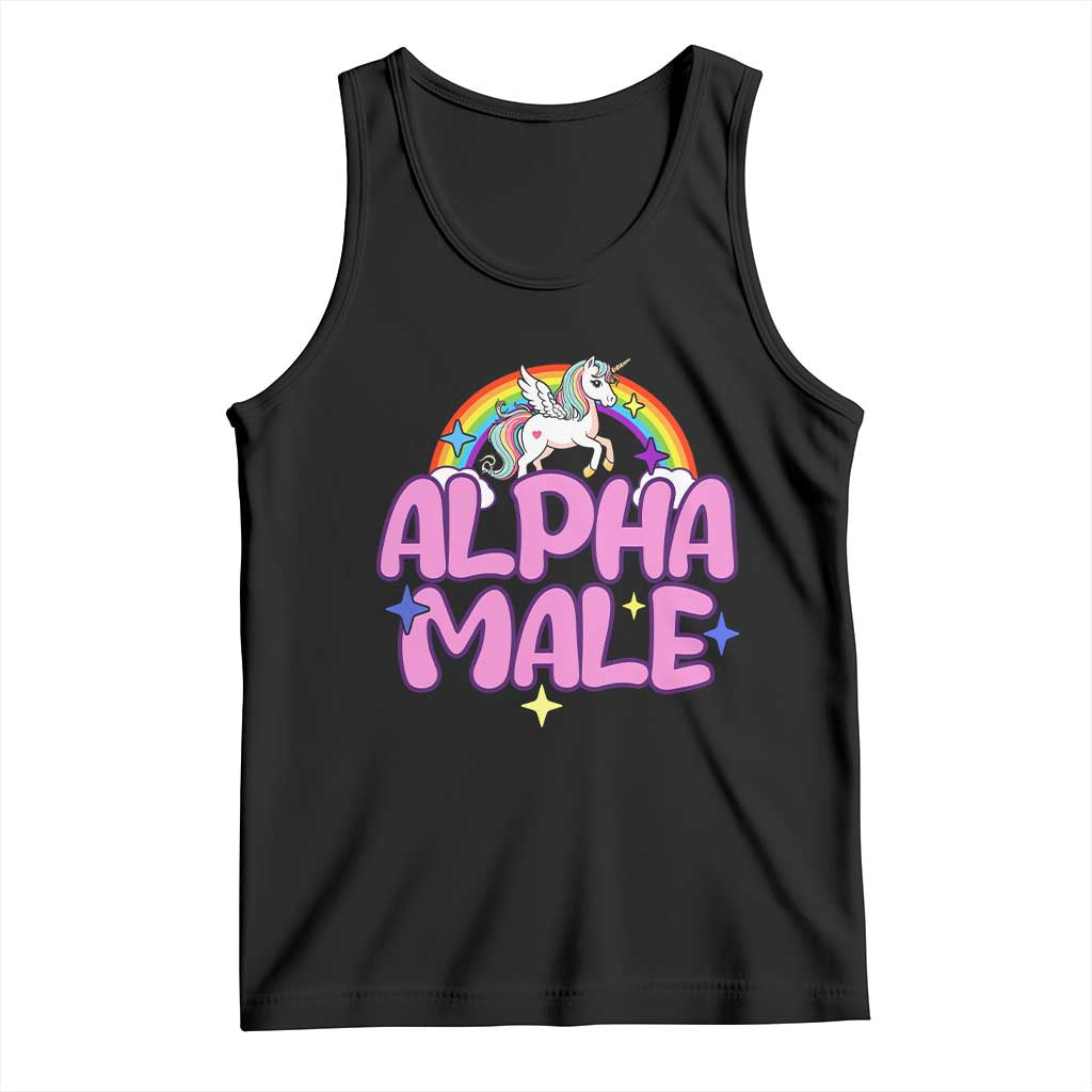 Funny Sarcastic Alpha Male Tank Top Unicorn Sarcastic Ironic Weird Y2K Humor TS02 Black Print Your Wear