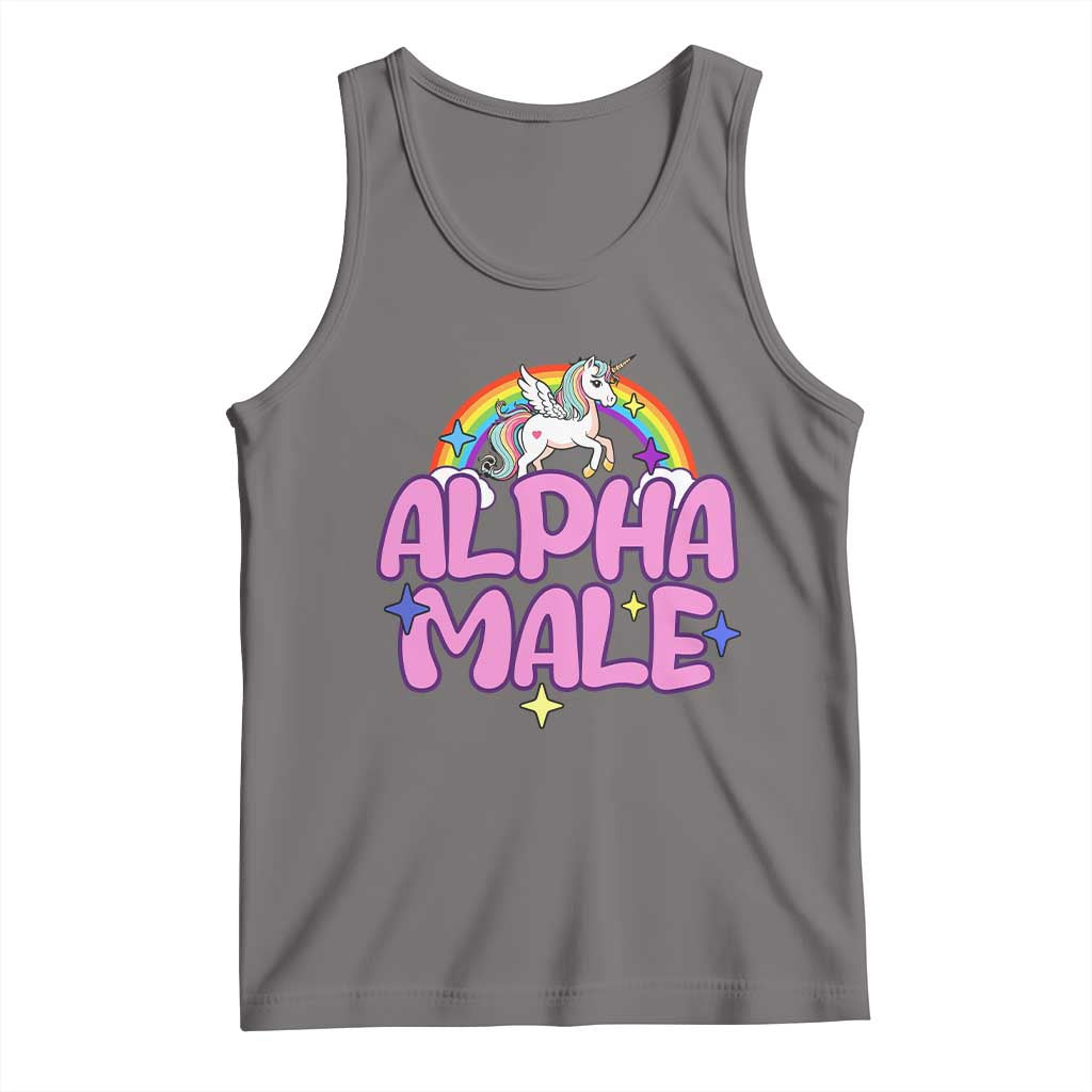 Funny Sarcastic Alpha Male Tank Top Unicorn Sarcastic Ironic Weird Y2K Humor TS02 Deep Heather Print Your Wear