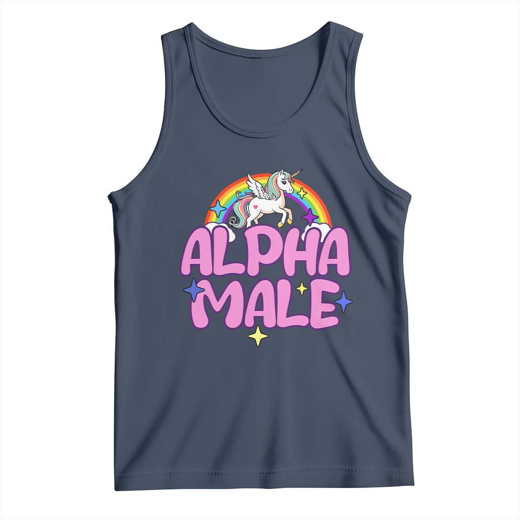 Funny Sarcastic Alpha Male Tank Top Unicorn Sarcastic Ironic Weird Y2K Humor TS02 Navy Print Your Wear