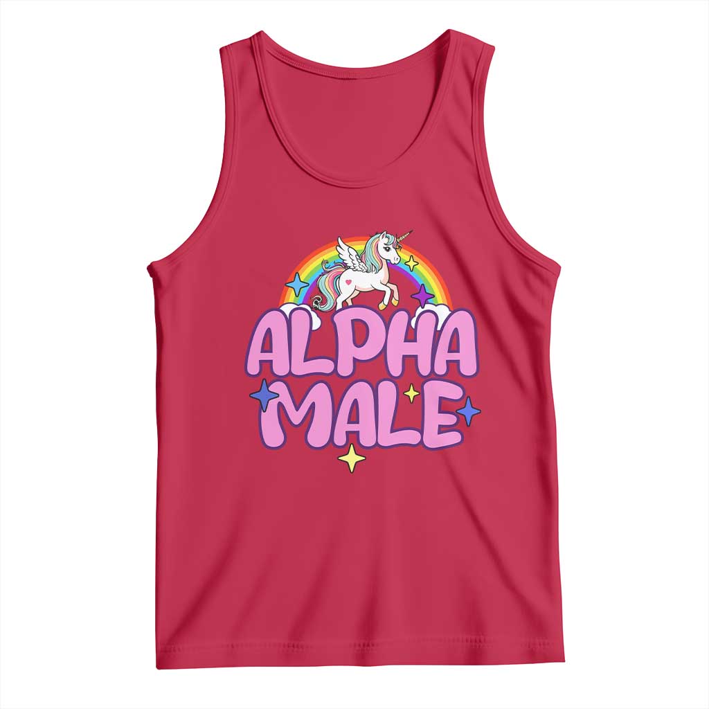 Funny Sarcastic Alpha Male Tank Top Unicorn Sarcastic Ironic Weird Y2K Humor TS02 Red Print Your Wear