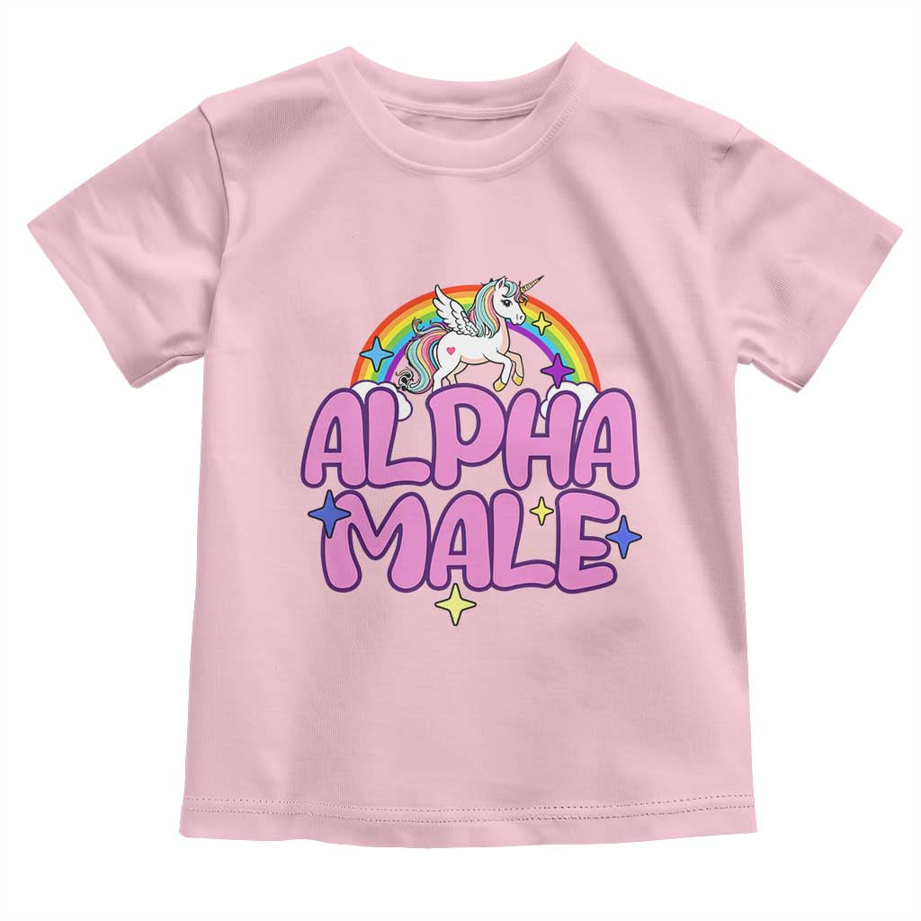 Funny Sarcastic Alpha Male Toddler T Shirt Unicorn Sarcastic Ironic Weird Y2K Humor TS02 Light Pink Print Your Wear