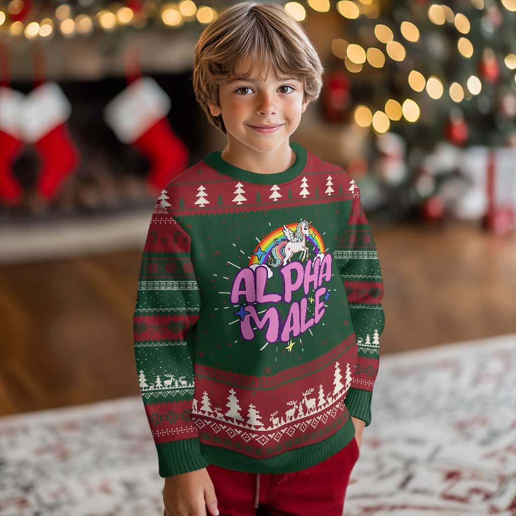 Funny Sarcastic Alpha Male Ugly Christmas Sweater Unicorn Sarcastic Ironic Weird Y2K Humor TS02 Christmas Print Your Wear