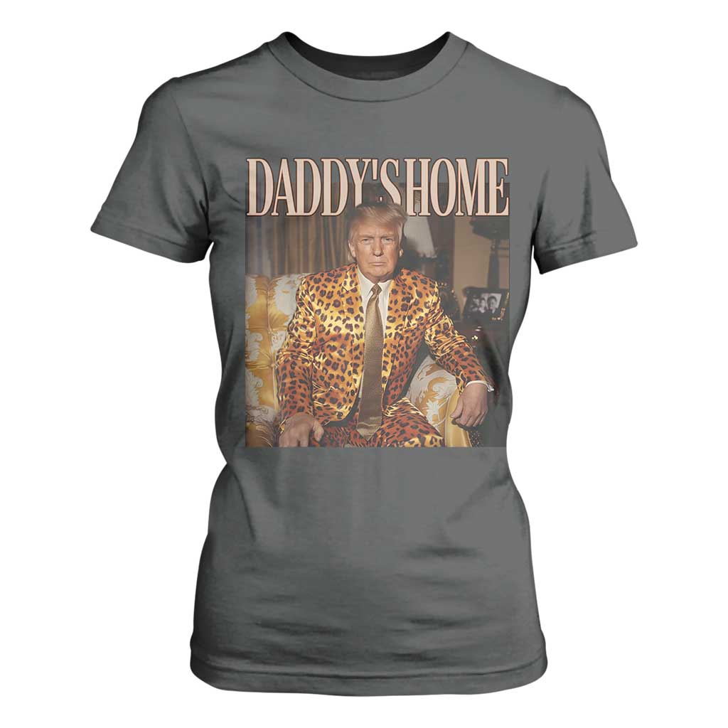 Trump Won 2024 T Shirt For Women Daddy's Home Leopard Funny Gangster TS02 Dark Heather Print Your Wear