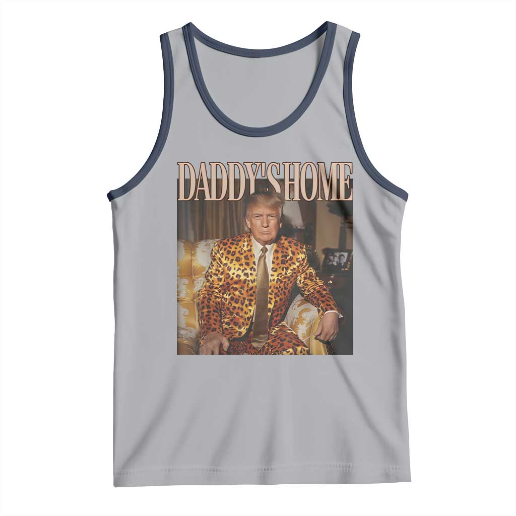 Trump Won 2024 Tank Top Daddy's Home Leopard Funny Gangster TS02 Athletic Heather Navy Print Your Wear
