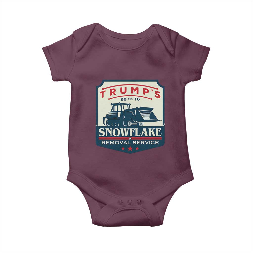 Trump Snowflake Removal Service Baby Onesie Funny Sarcastic Politics TS02 Maroon Print Your Wear