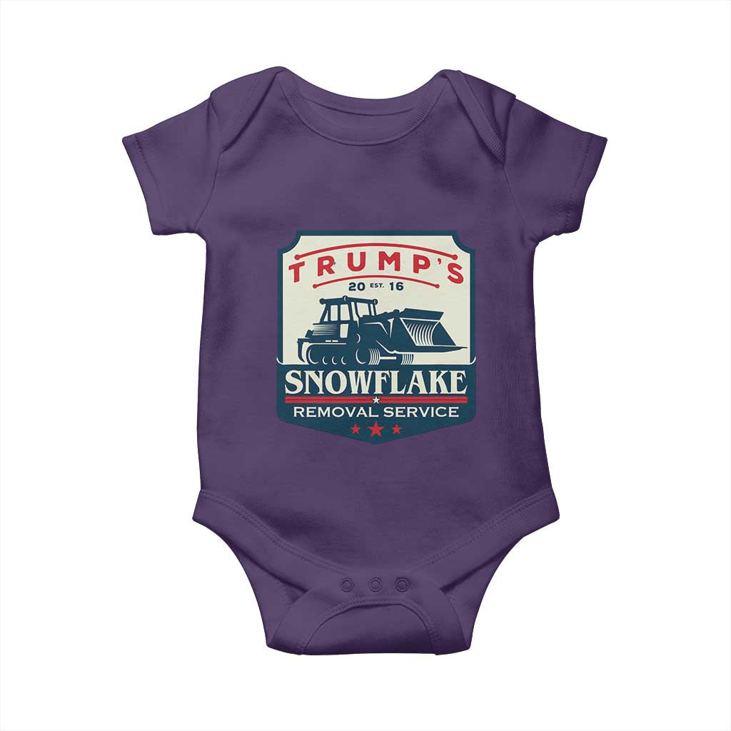 Trump Snowflake Removal Service Baby Onesie Funny Sarcastic Politics TS02 Purple Print Your Wear