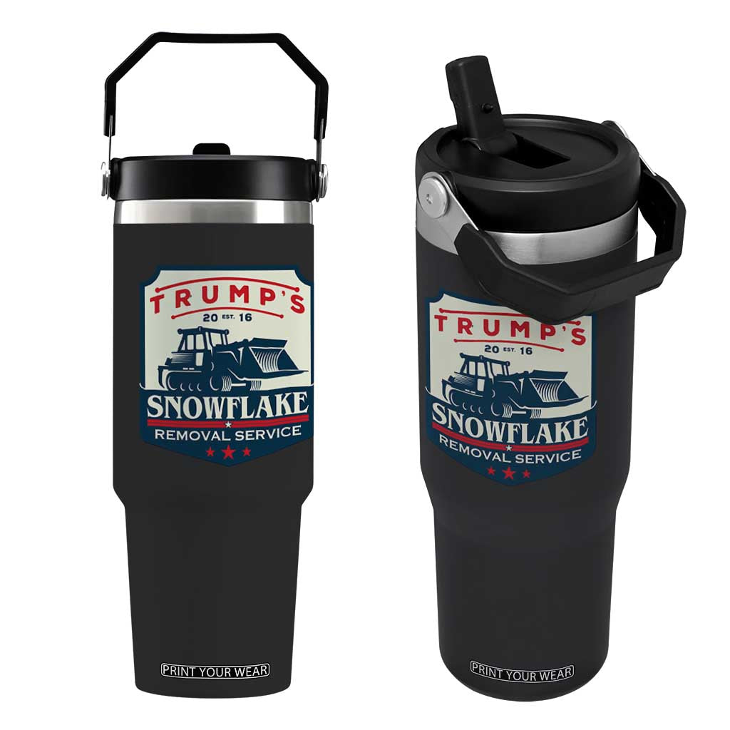 Trump Snowflake Removal Service Flip Straw Tumbler Funny Sarcastic Politics TS02 One Size: 30 oz Black Print Your Wear