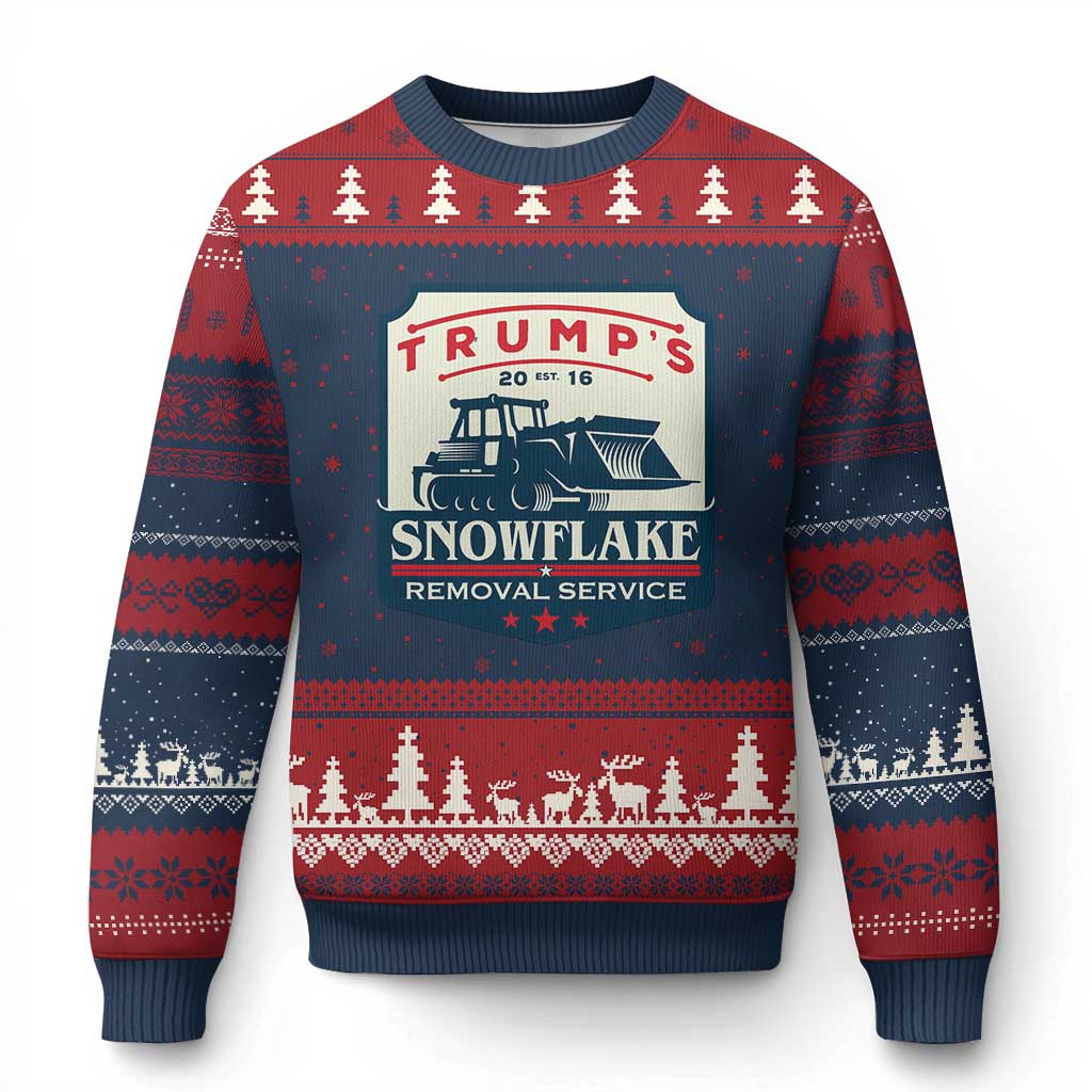 Trump Snowflake Removal Service Ugly Christmas Sweater Funny Sarcastic Politics TS02 Navy Red Print Your Wear