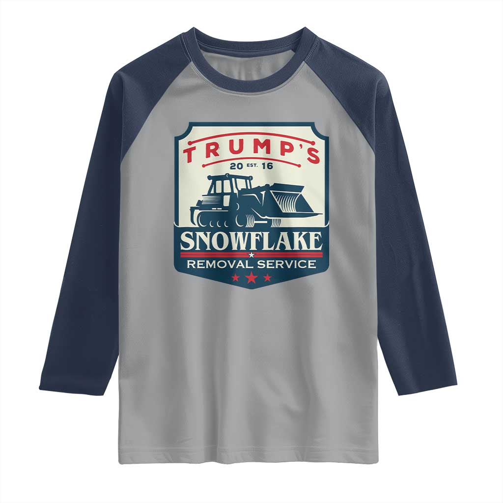 Trump Snowflake Removal Service Raglan Shirt Funny Sarcastic Politics TS02 Sport Gray Navy Print Your Wear