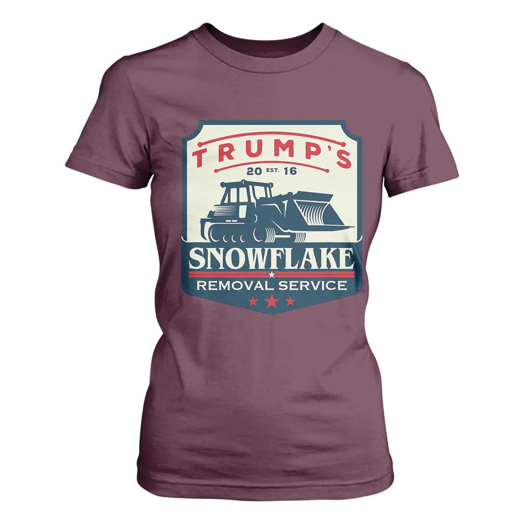 Trump Snowflake Removal Service T Shirt For Women Funny Sarcastic Politics TS02 Maroon Print Your Wear