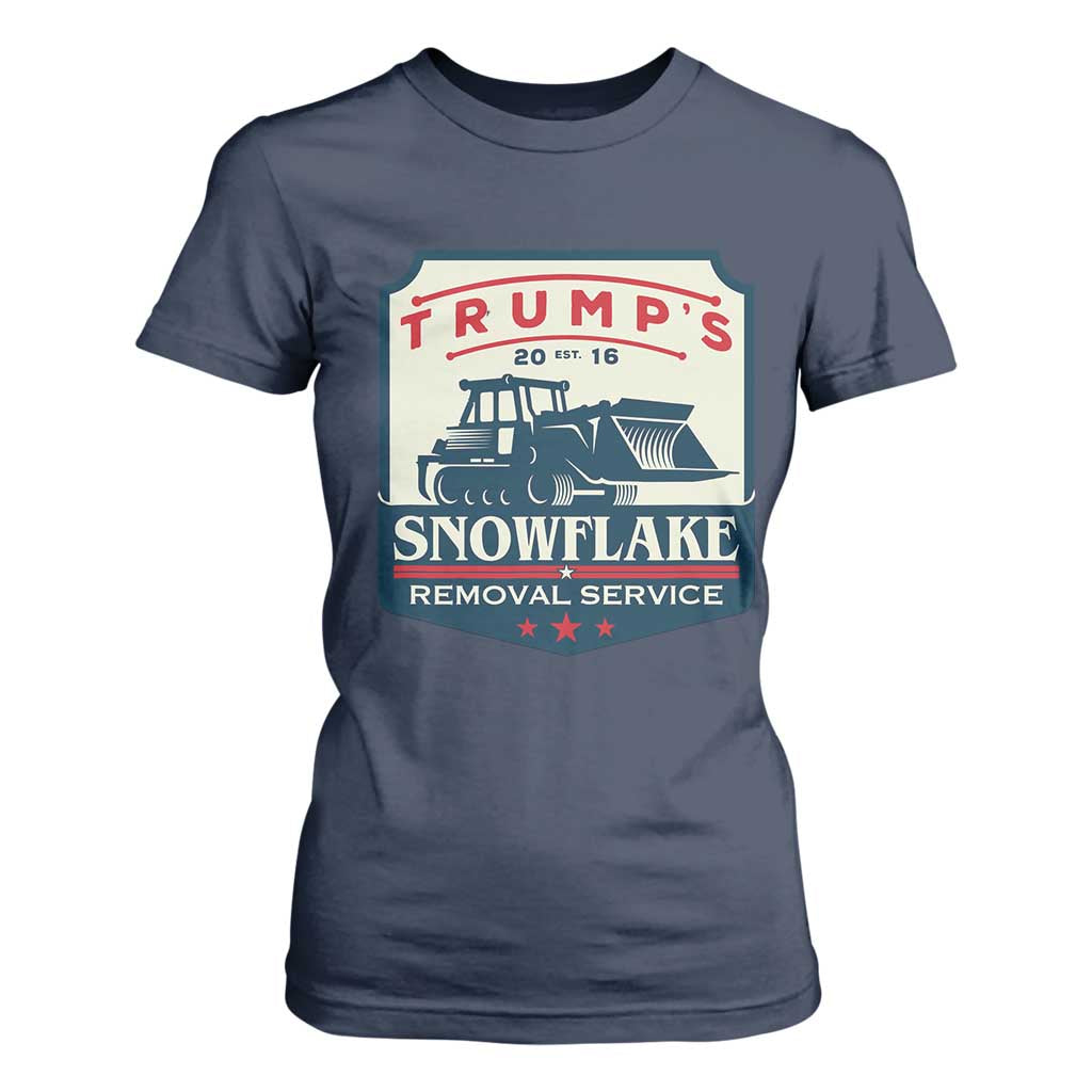 Trump Snowflake Removal Service T Shirt For Women Funny Sarcastic Politics TS02 Navy Print Your Wear