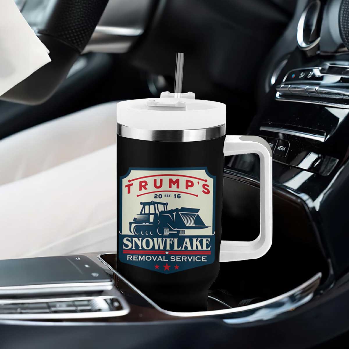 Trump Snowflake Removal Service Tumbler With Handle Funny Sarcastic Politics TS02 Print Your Wear