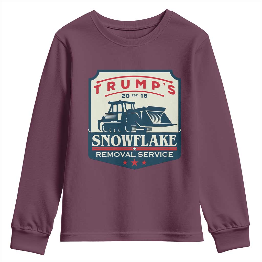 Trump Snowflake Removal Service Youth Sweatshirt Funny Sarcastic Politics TS02 Maroon Print Your Wear