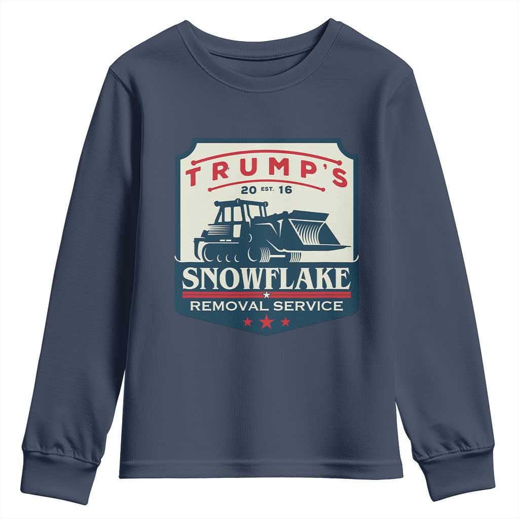 Trump Snowflake Removal Service Youth Sweatshirt Funny Sarcastic Politics TS02 Navy Print Your Wear
