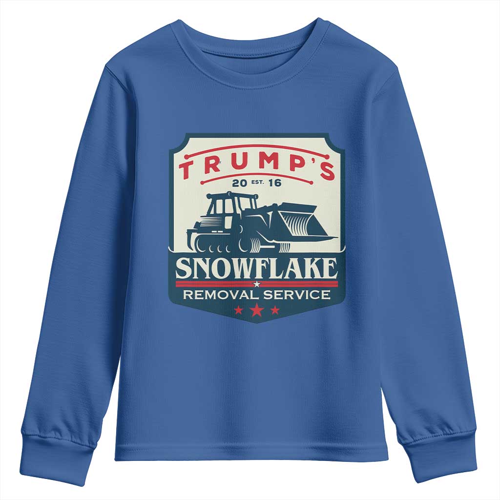 Trump Snowflake Removal Service Youth Sweatshirt Funny Sarcastic Politics TS02 Royal Blue Print Your Wear