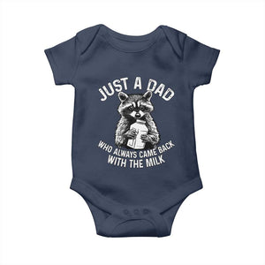 Funny Raccoon Dad Meme Baby Onesie Just A Dad Who Always Came Back With The Milk Father Birthday Father's Day TS02 Navy Print Your Wear