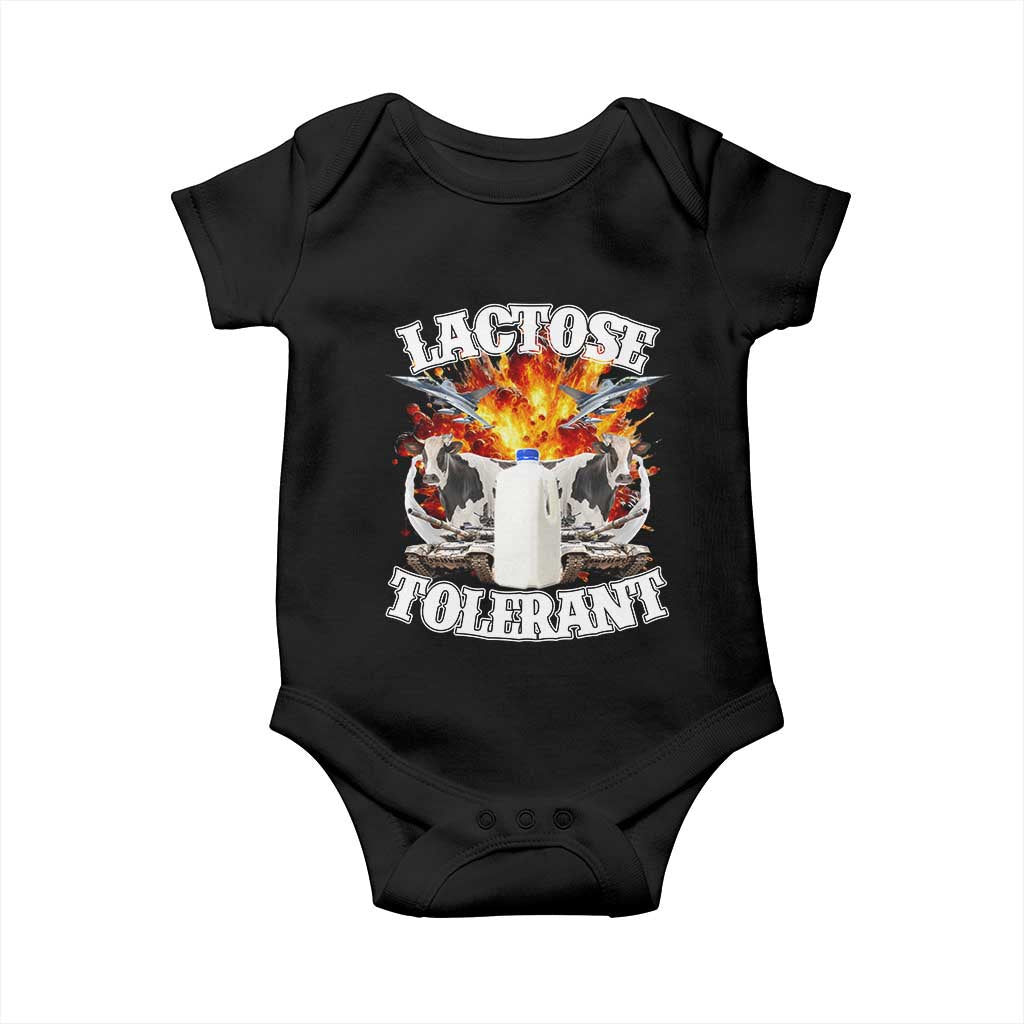 Funny Lactose Tolerant Baby Onesie Retro Pro-Dairy Ironic Cringe Meme TS02 Black Print Your Wear