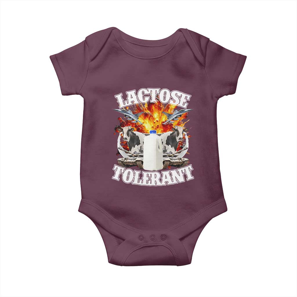 Funny Lactose Tolerant Baby Onesie Retro Pro-Dairy Ironic Cringe Meme TS02 Maroon Print Your Wear